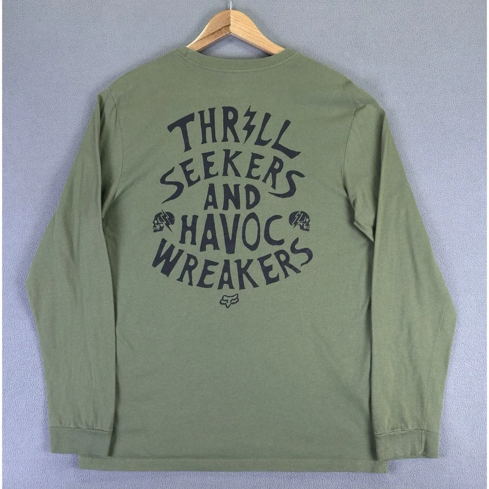 Fox Racing Shirt Large Olive Green Thrill Seekers Havos Wreaker Moto Y2K